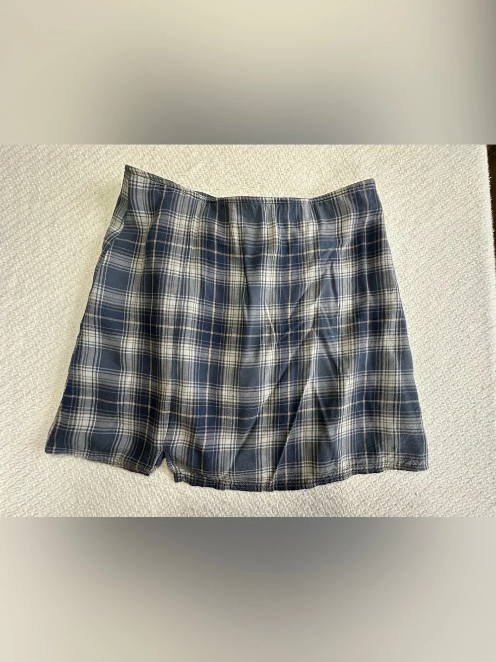 Plaid A-Line Mini Skirt in Navy and White Size S/P